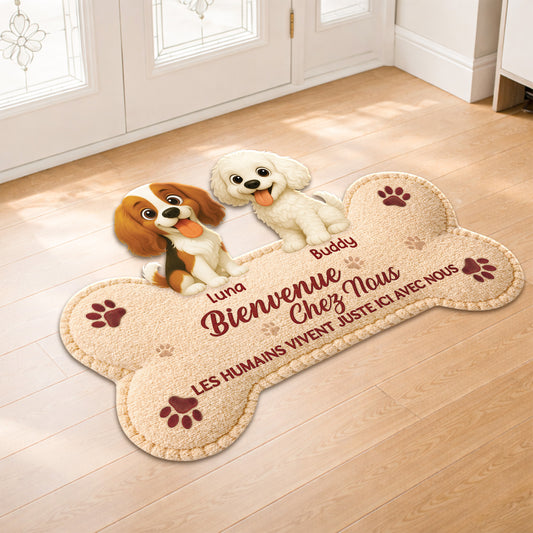 8579AFR2 paillasson chien personnalise a forme decoupee bienvenue chez moi 8579ad6pcc