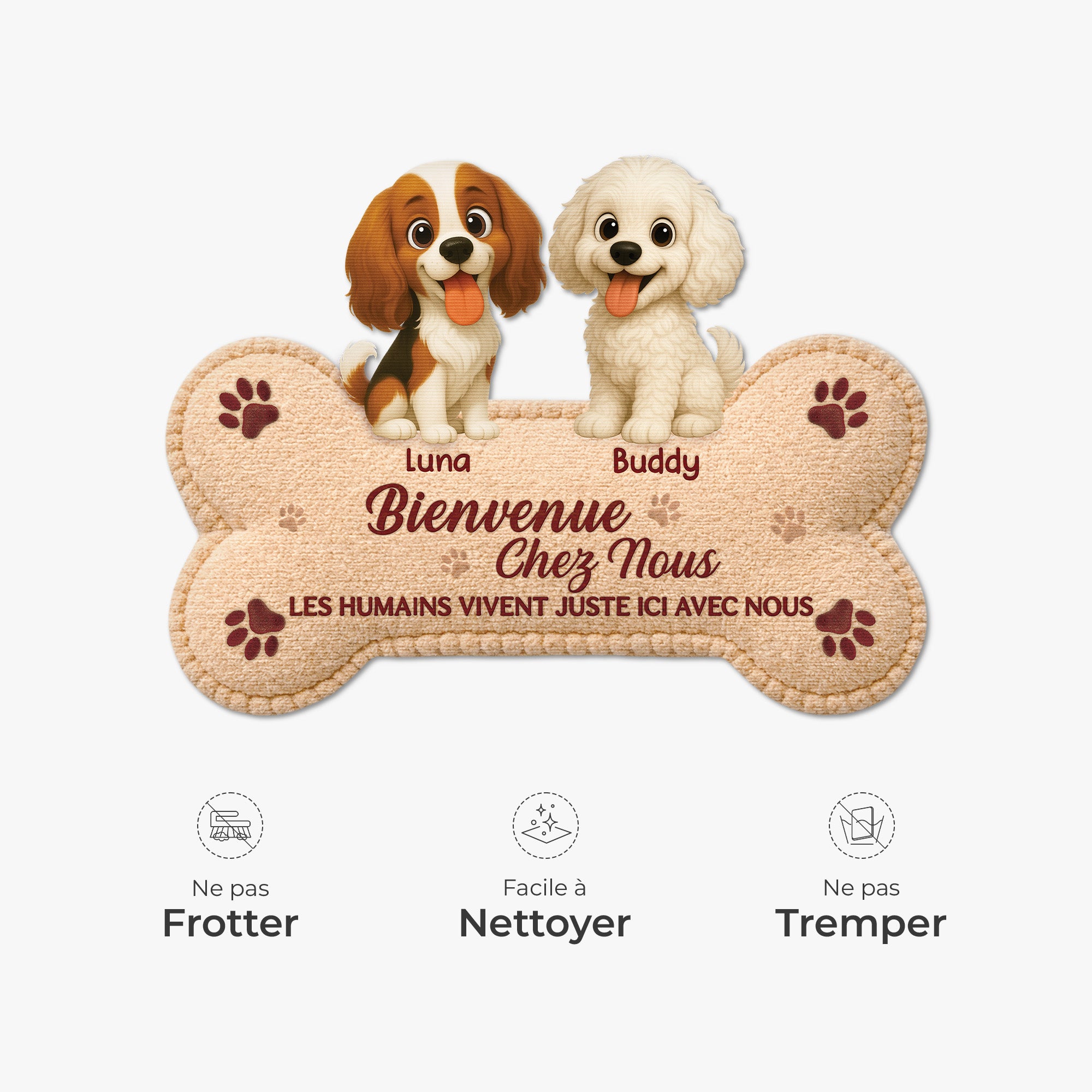 8579AFR5 paillasson chien personnalise a forme decoupee bienvenue chez moi 8579ad6pcc