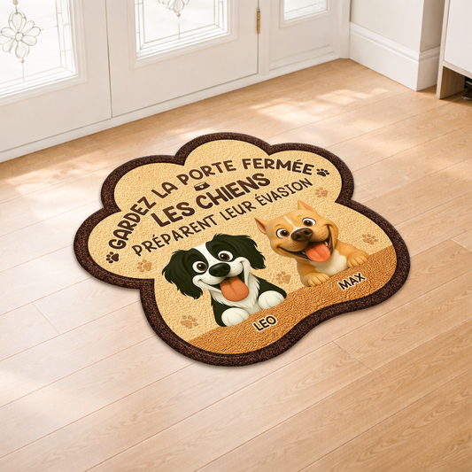 8581AFR2 gardez la porte fermee paillasson chien personnalise a forme decoupee 8581ad6qwc