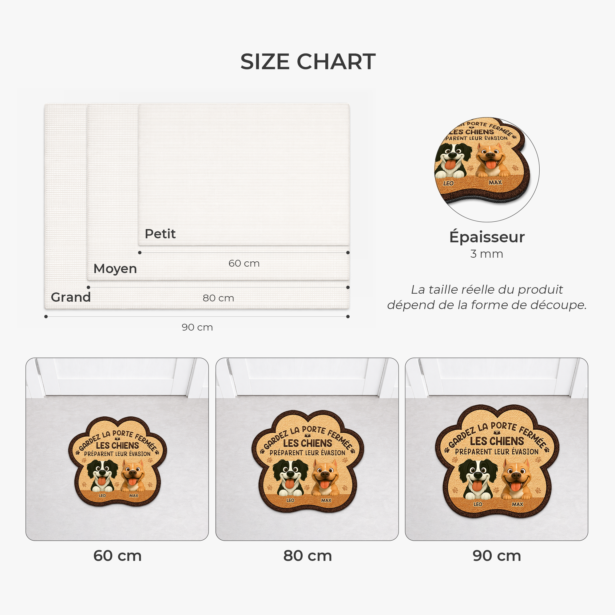 8581AFR3 paillasson chien personnalise a forme decoupee gardez la porte fermee 8581ad6qwc