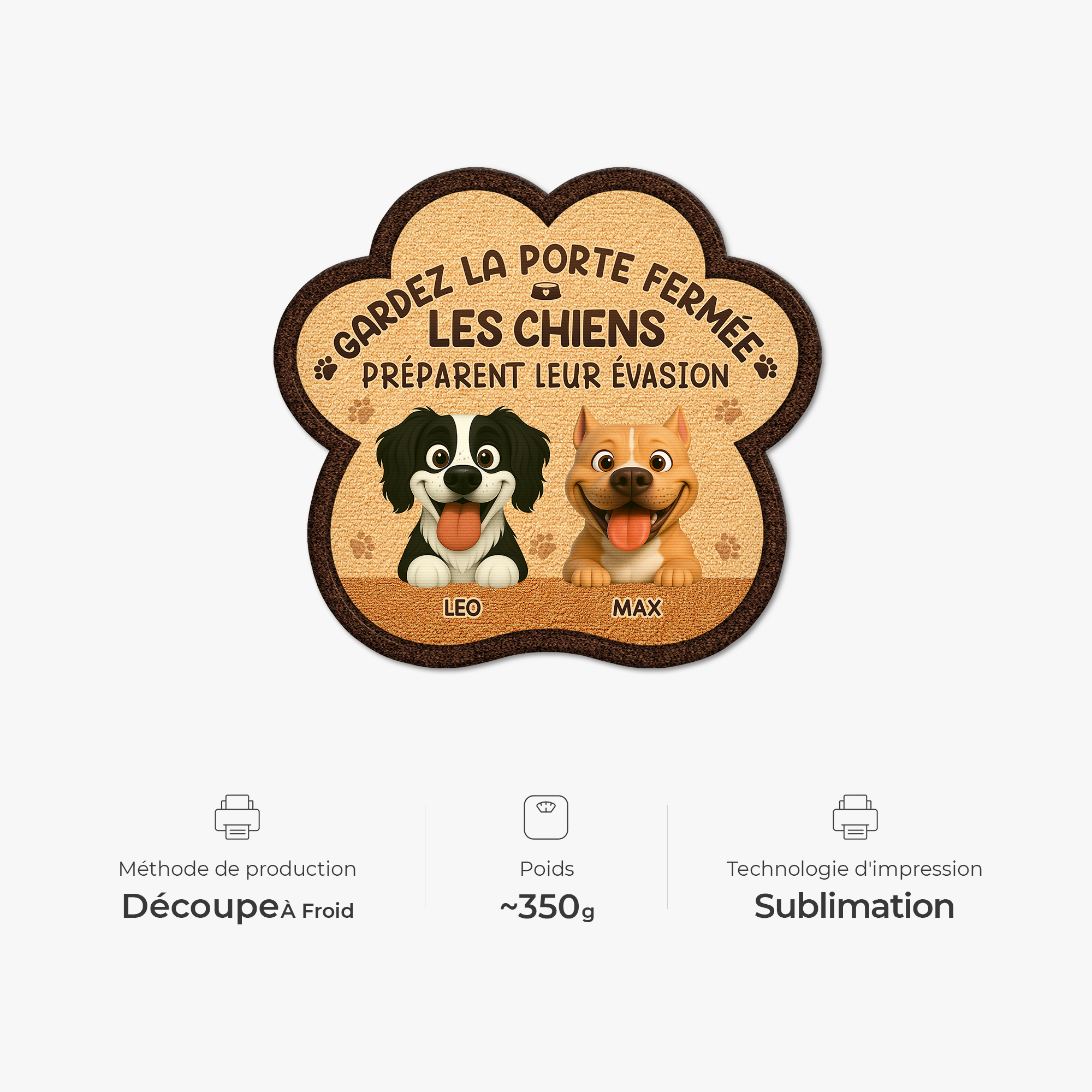 8581AFR4 paillasson chien personnalise a forme decoupee gardez la porte fermee 8581ad6qwc