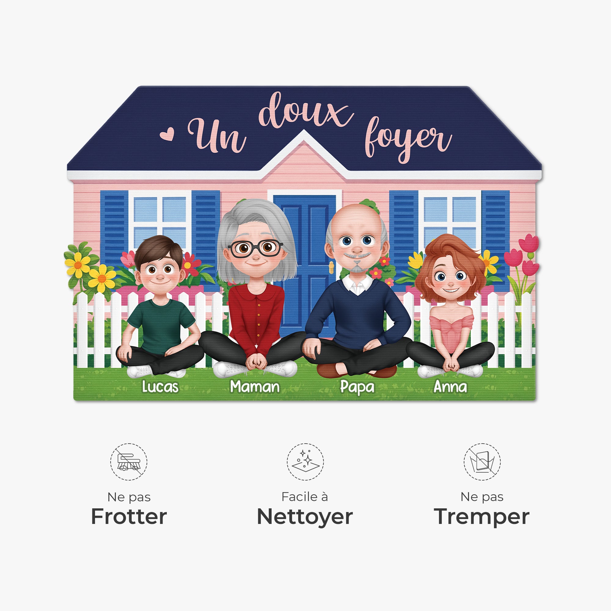 8592AFR5 paillasson personnalise famille a forme decoupee un doux foyer 8592adcpti