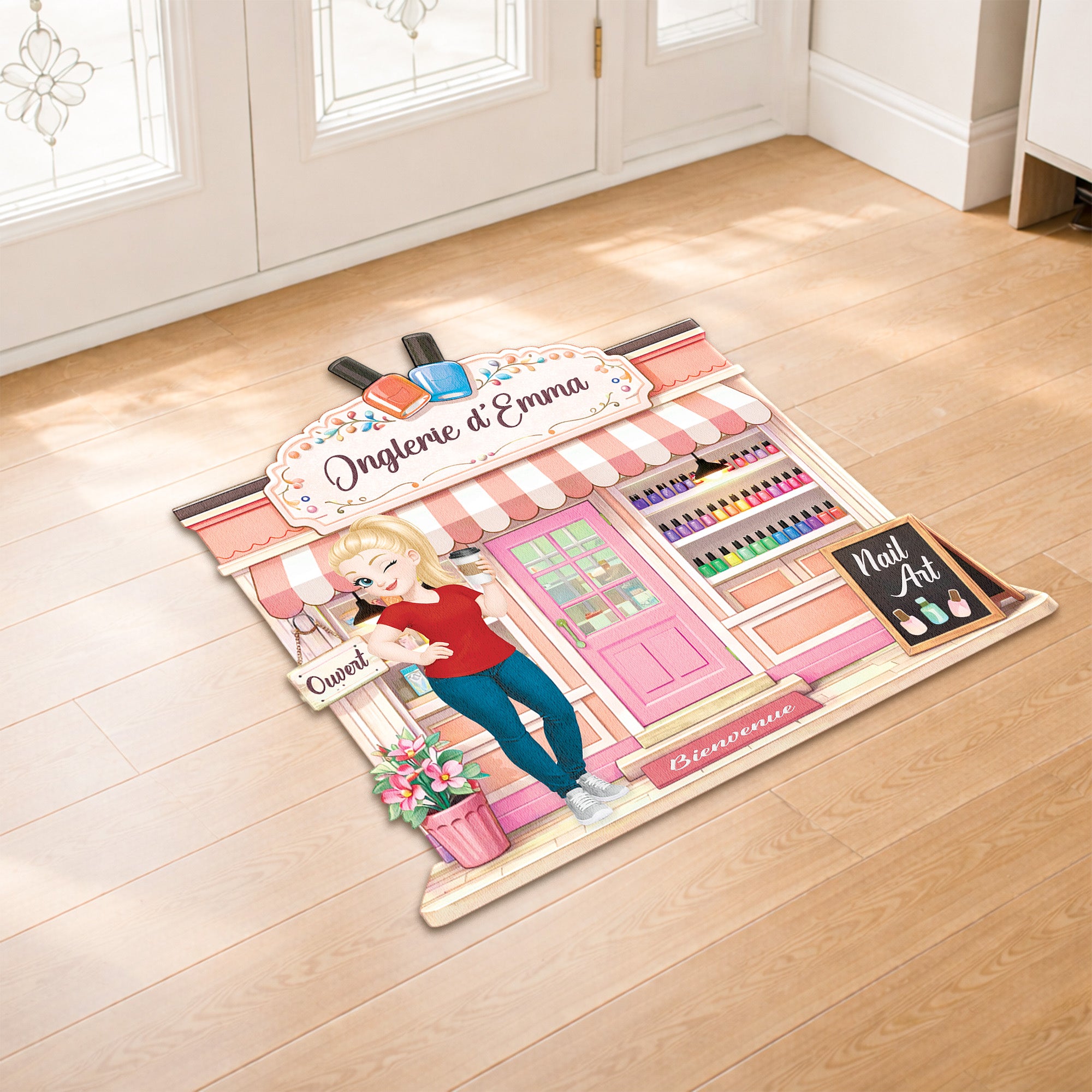 8593AFR2 effet dimpression 3d paillasson forme originale personnalise femme mon onglerie 8593adclca