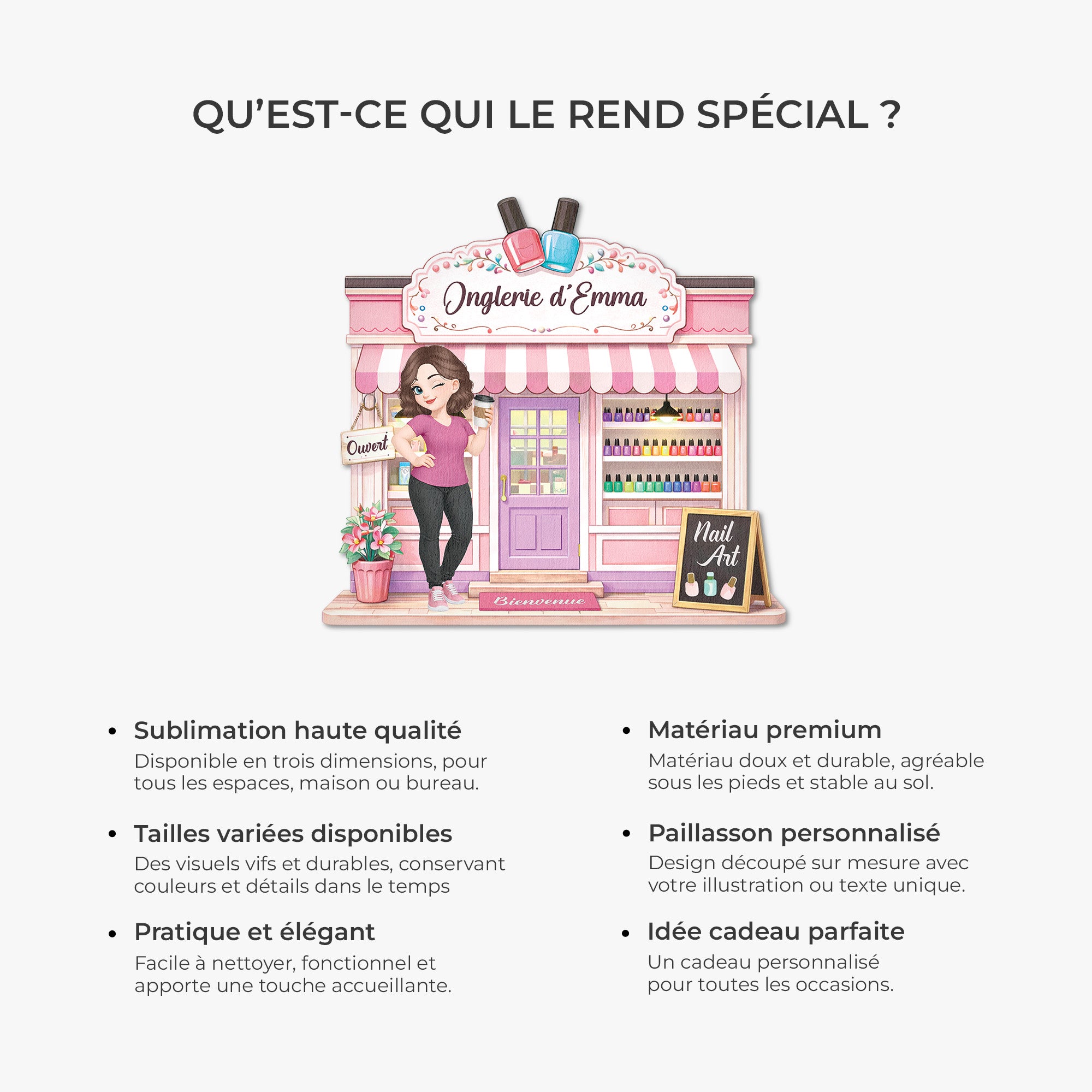 8593AFR6 effet dimpression 3d paillasson forme originale personnalise femme mon onglerie 8593adclca