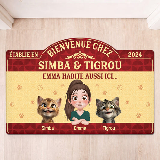 8609AFR1 paillasson chat personnalise a forme decoupee maison de chat 8609adavmd_1