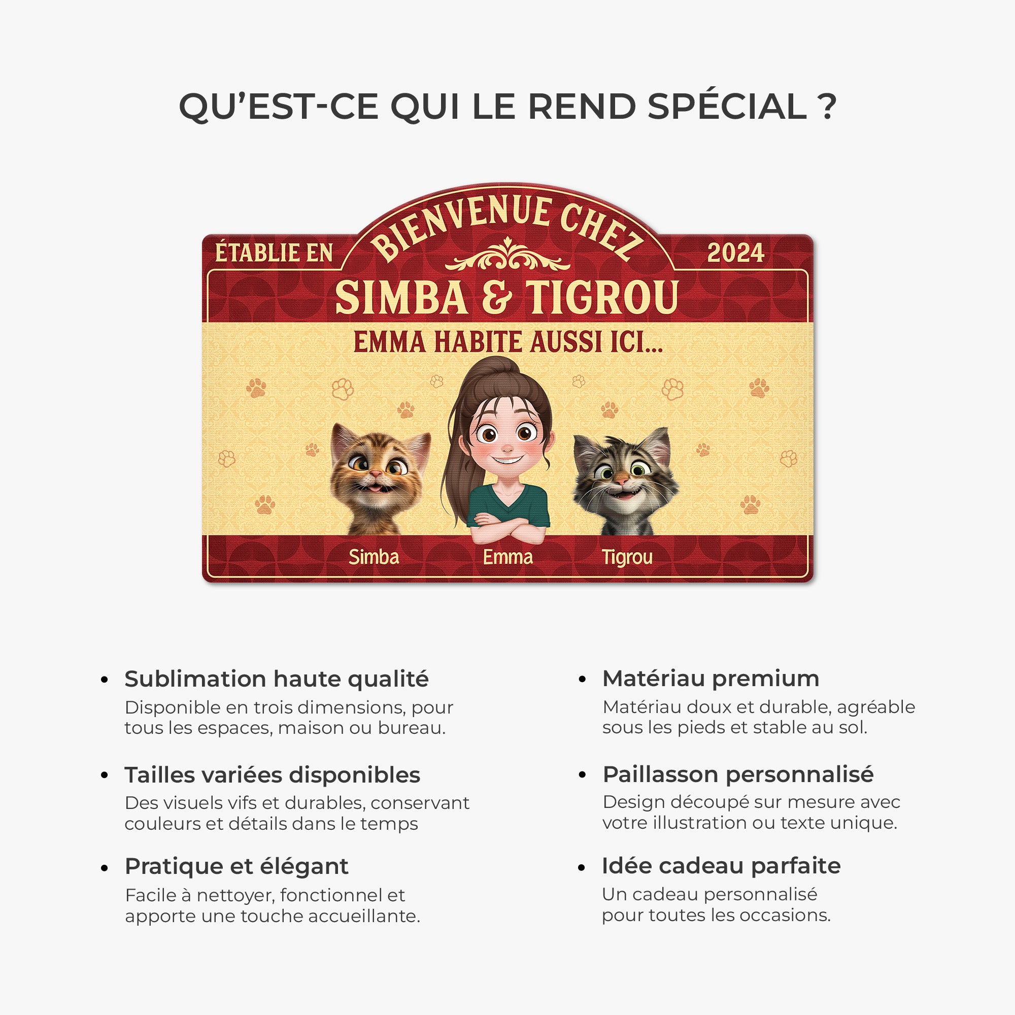 8609AFR1 paillasson chat personnalise a forme decoupee maison de chat 8609adavmd_6