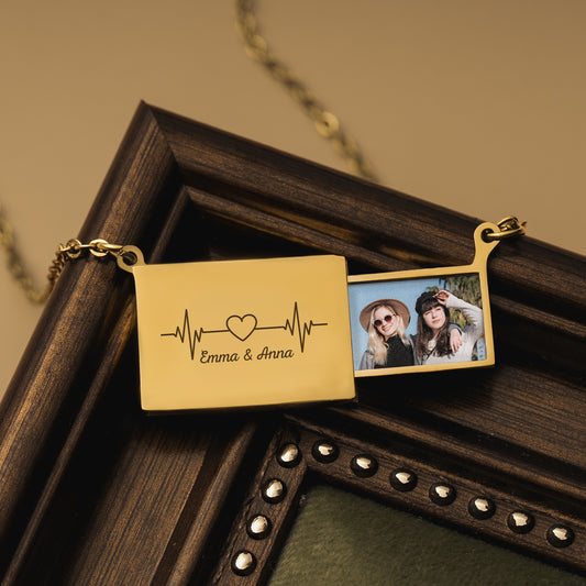 8614JFR2 collier personnalisable photo coeur entre maman papa et ami 8614j8p5a