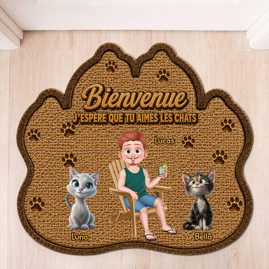 8616AFR1 paillasson personnalise chat a forme originale esperer que tu aimes les poils 8616adayrd