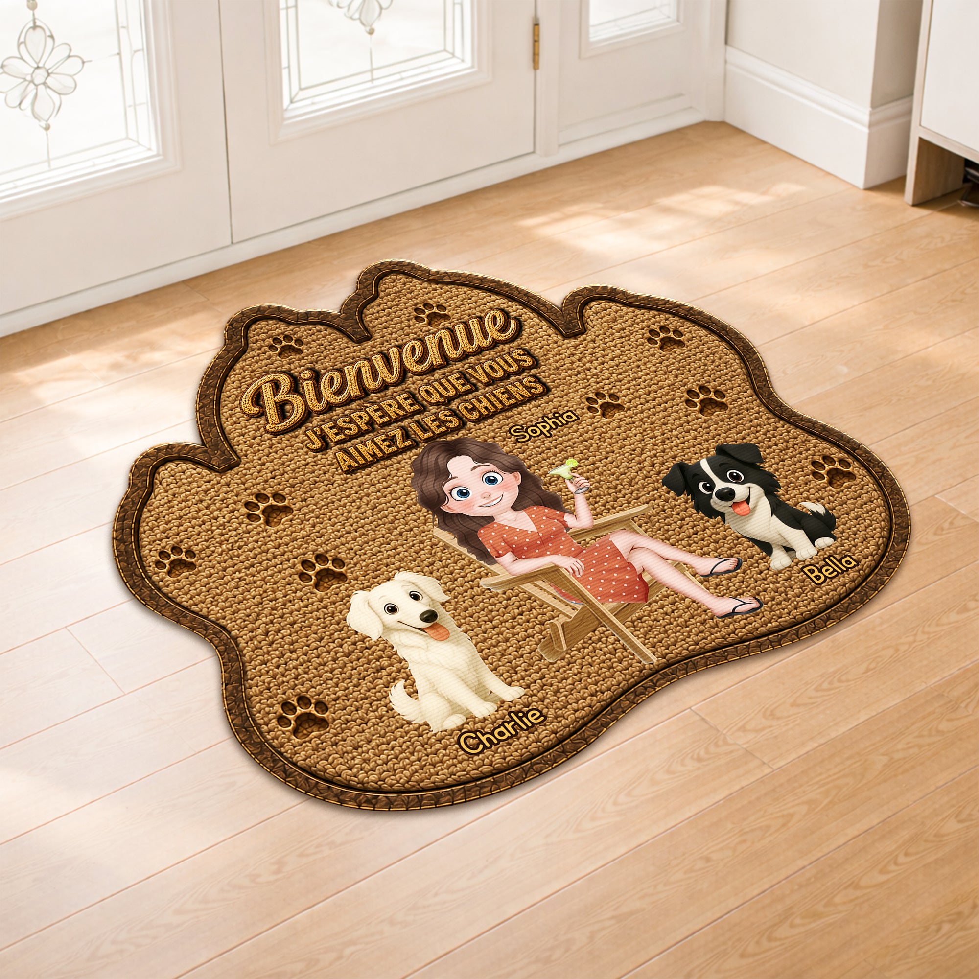 8616AFR2 paillasson personnalise chien a forme originale esperer que tu aimes les poils 8616adayrc