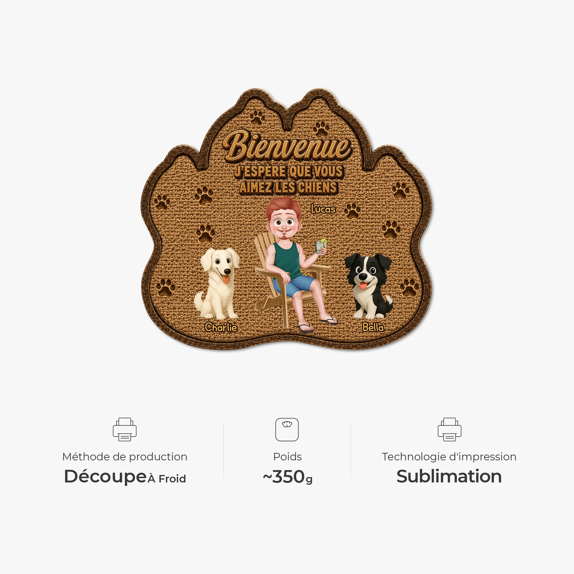 8616AFR4 paillasson personnalise chien a forme originale esperer que tu aimes les poils 8616adayrc