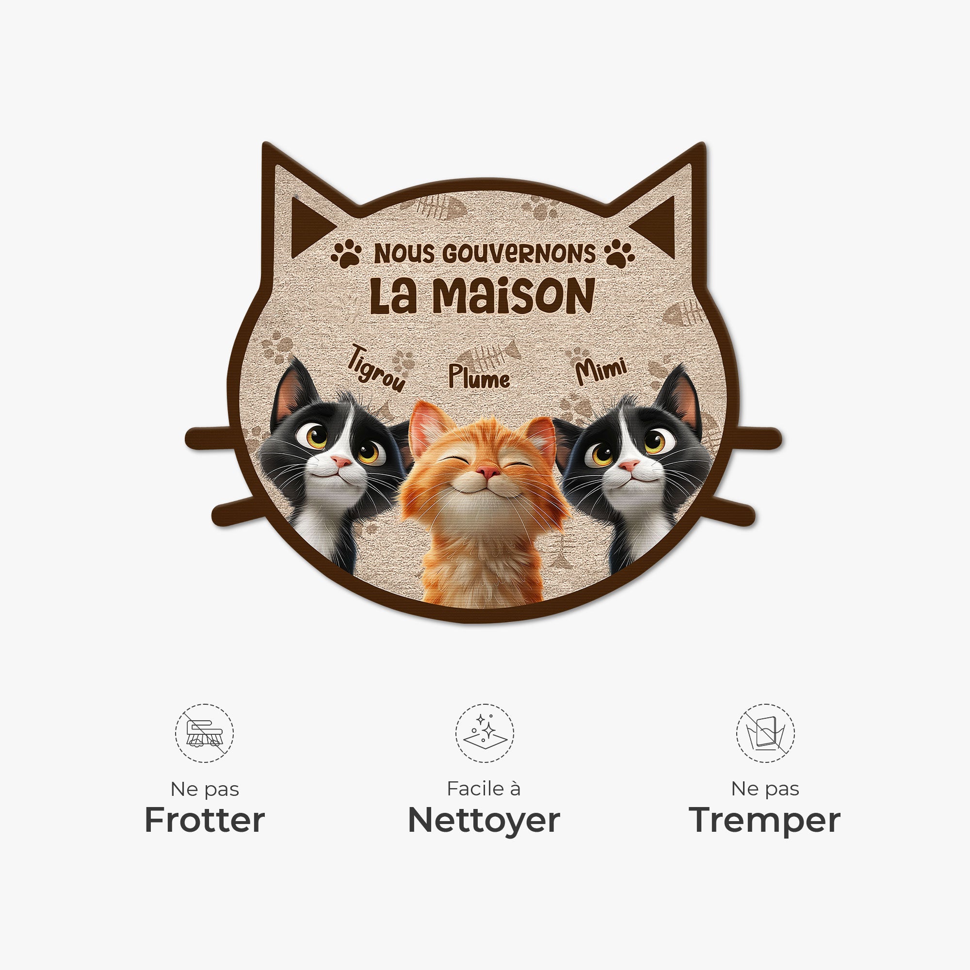 8626AFR5 paillasson chat personnalise a forme originale nous gouvernons la maison 8626ad8yrd