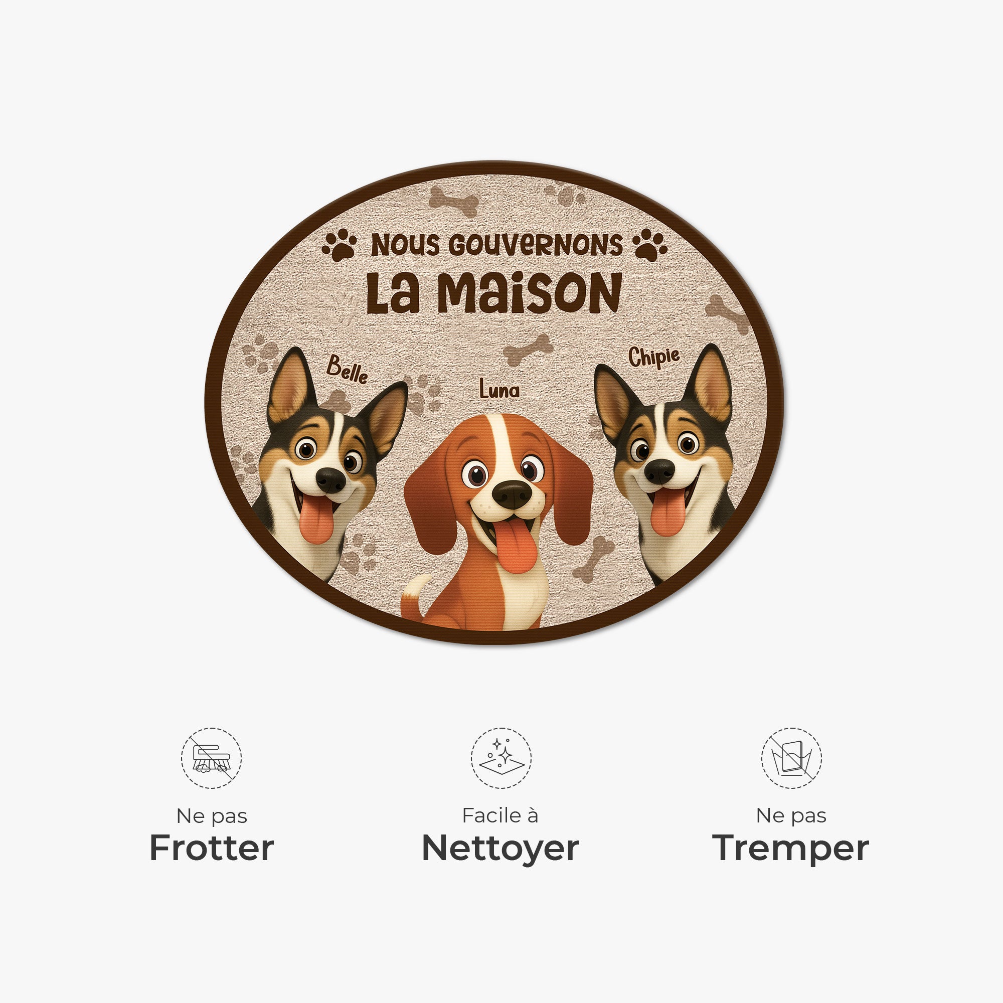 8626AFR5 paillasson chien personnalise a forme originale nous gouvernons la maison 8626ad8yrc