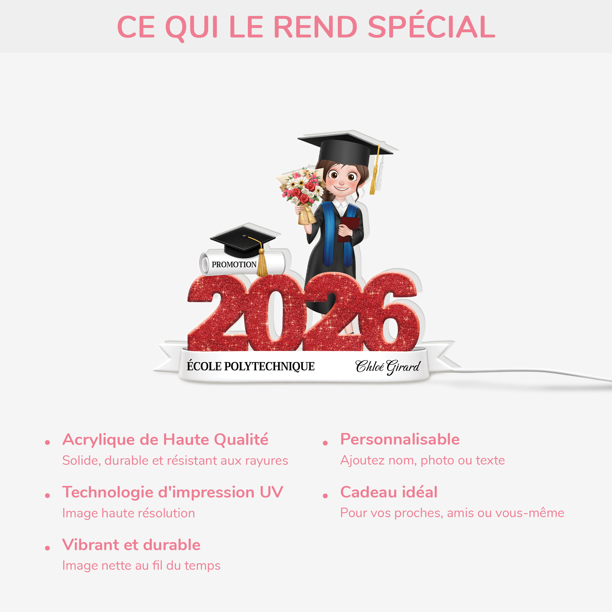 8634LFR4 lightbox personnalisable cadeau remise de diplome femme_ homme 8634m
