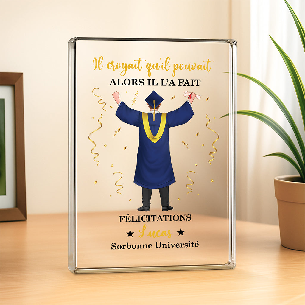 8635RFR2 plaque acrylique personnalisee rectangulaire felicitations cadeau remise de diplome femme homme 8635r6dca