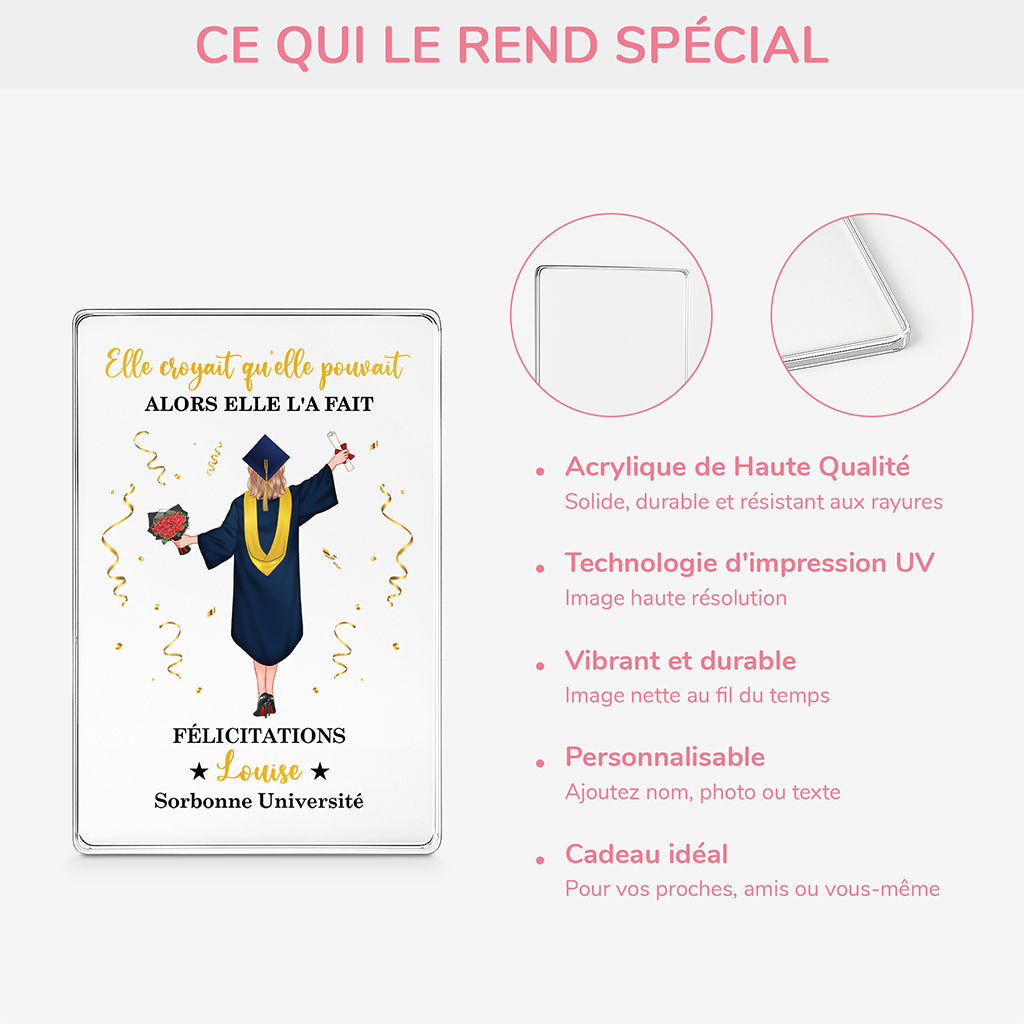 8635RFR4 plaque acrylique personnalisee rectangulaire felicitations cadeau remise de diplome femme homme 8635r6dca