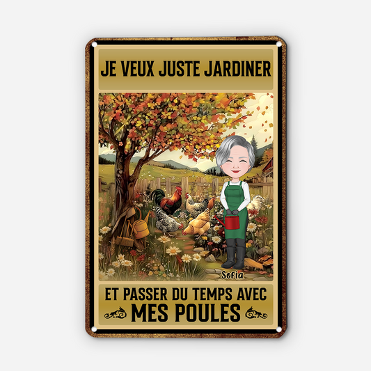 8640EFR2 plaque metal personnalisee femme on n_arrete pas de jardiner 8640e6eba