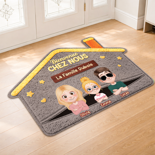 8654AFR2 paillasson forme originale personnalise bienvenue cadeau pour papa et maman 8654adskzi