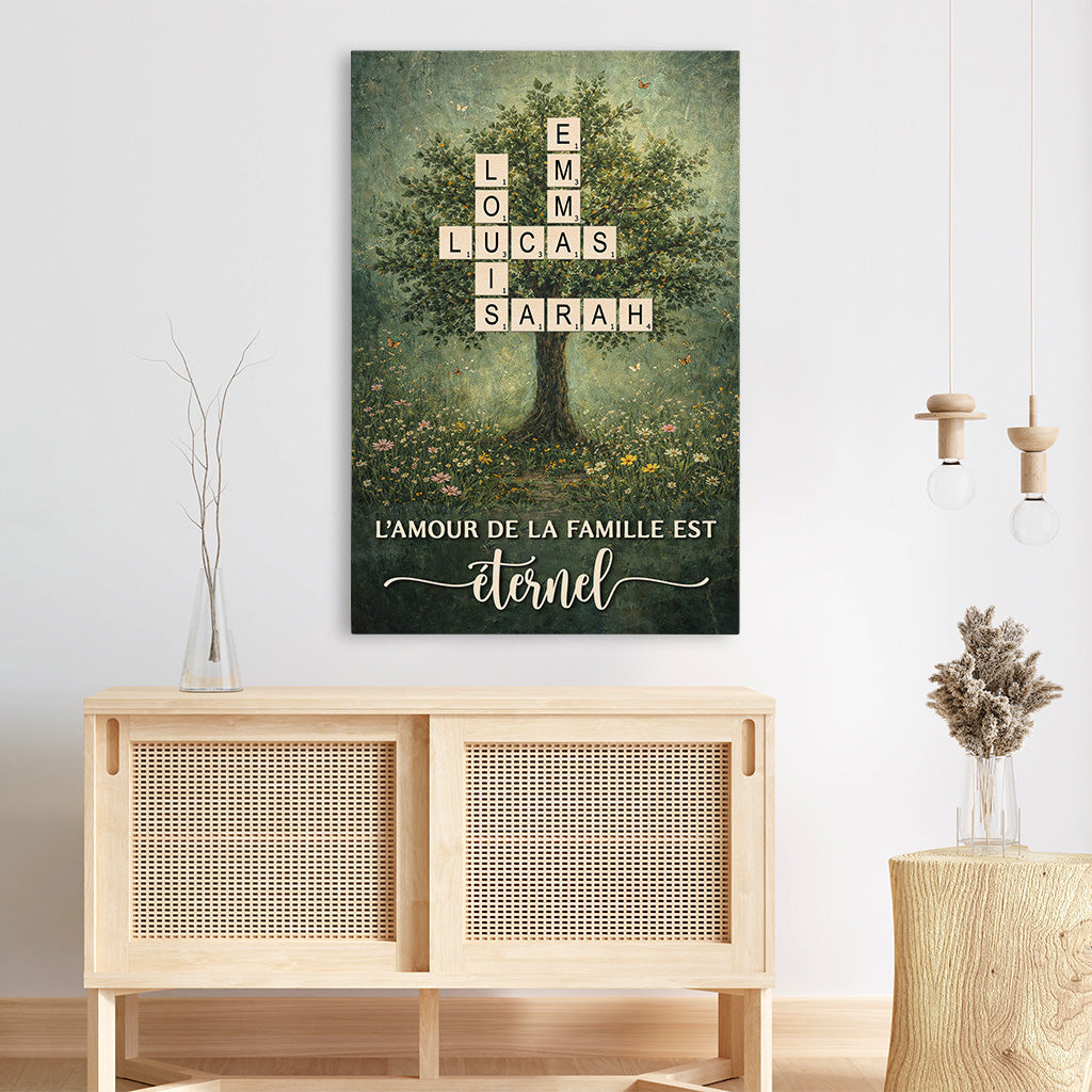 8664CFR3 arbre vert de notre famille toile mot croise famille personnalise 8664c3qzf