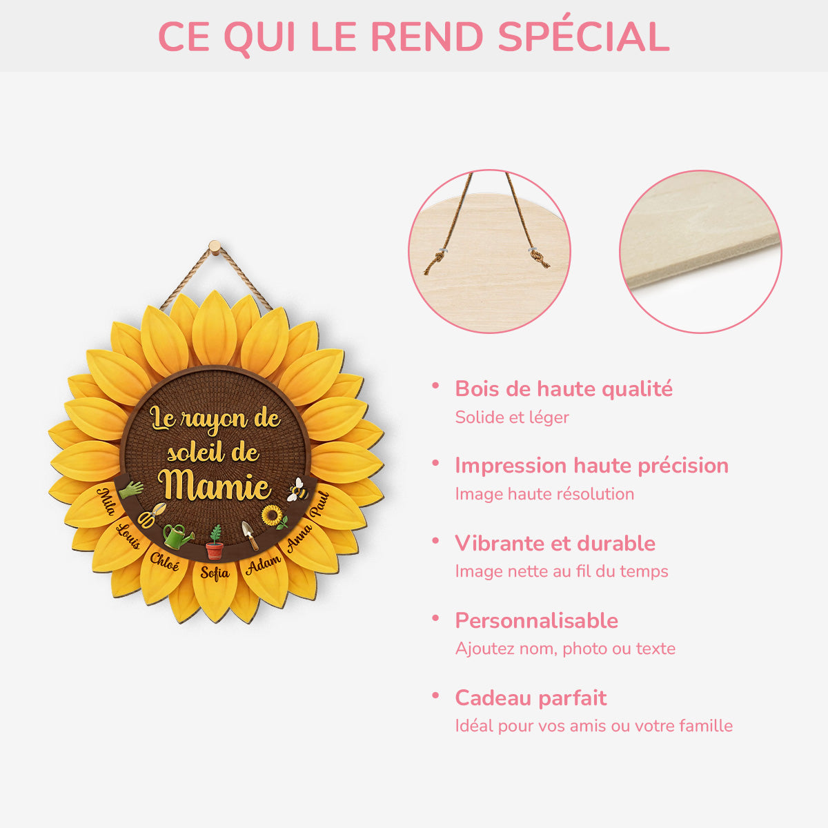 8673QFR4 plaque bois personnalisee rayon de soleil de maman mamie 8673qclta