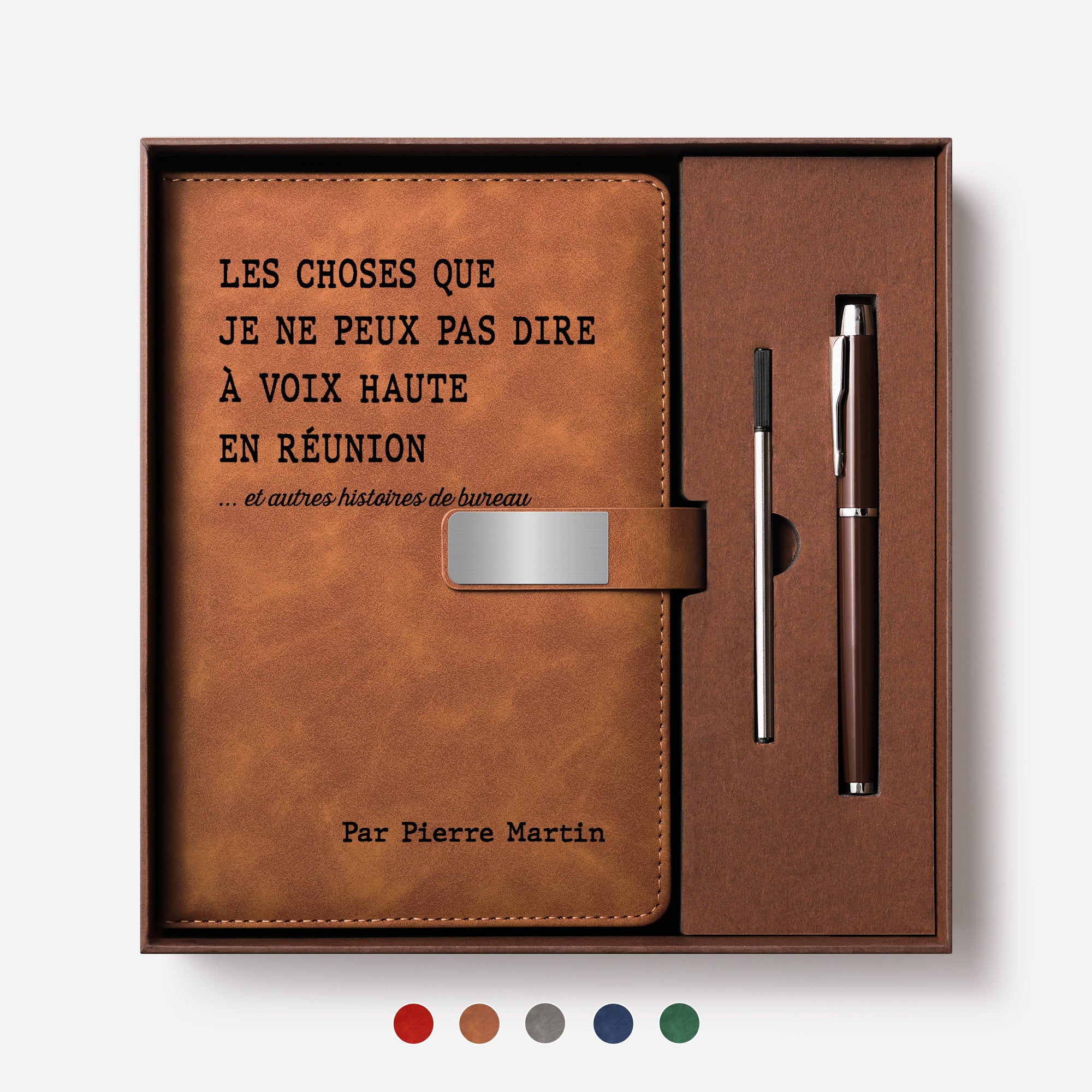 8712MFR1 coffret carnet en cuir personnalise cadeau original collegue au bureau 8712moapno
