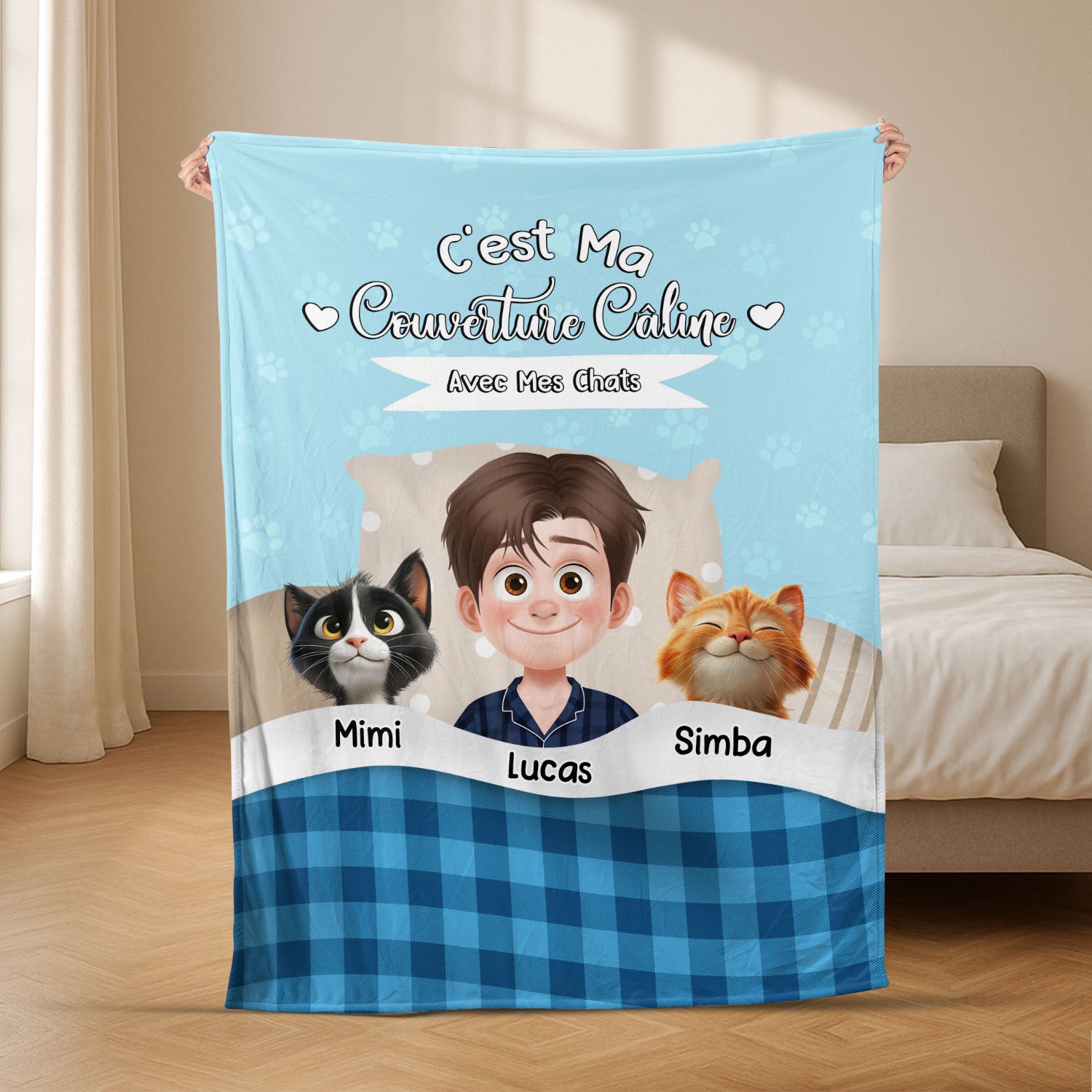 8724BFR2 plaid personnalise chat pour dormir ma couverture caline avec mon chat 8724b8hsd
