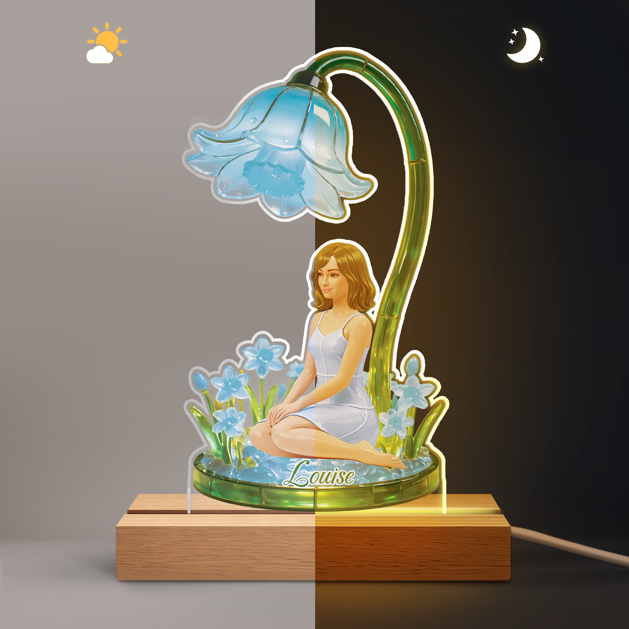8725LFR5 effet dimpression 3d veilleuse personnalisee prenom et dessin cadeau original pour femme avec fleur 8725lacna
