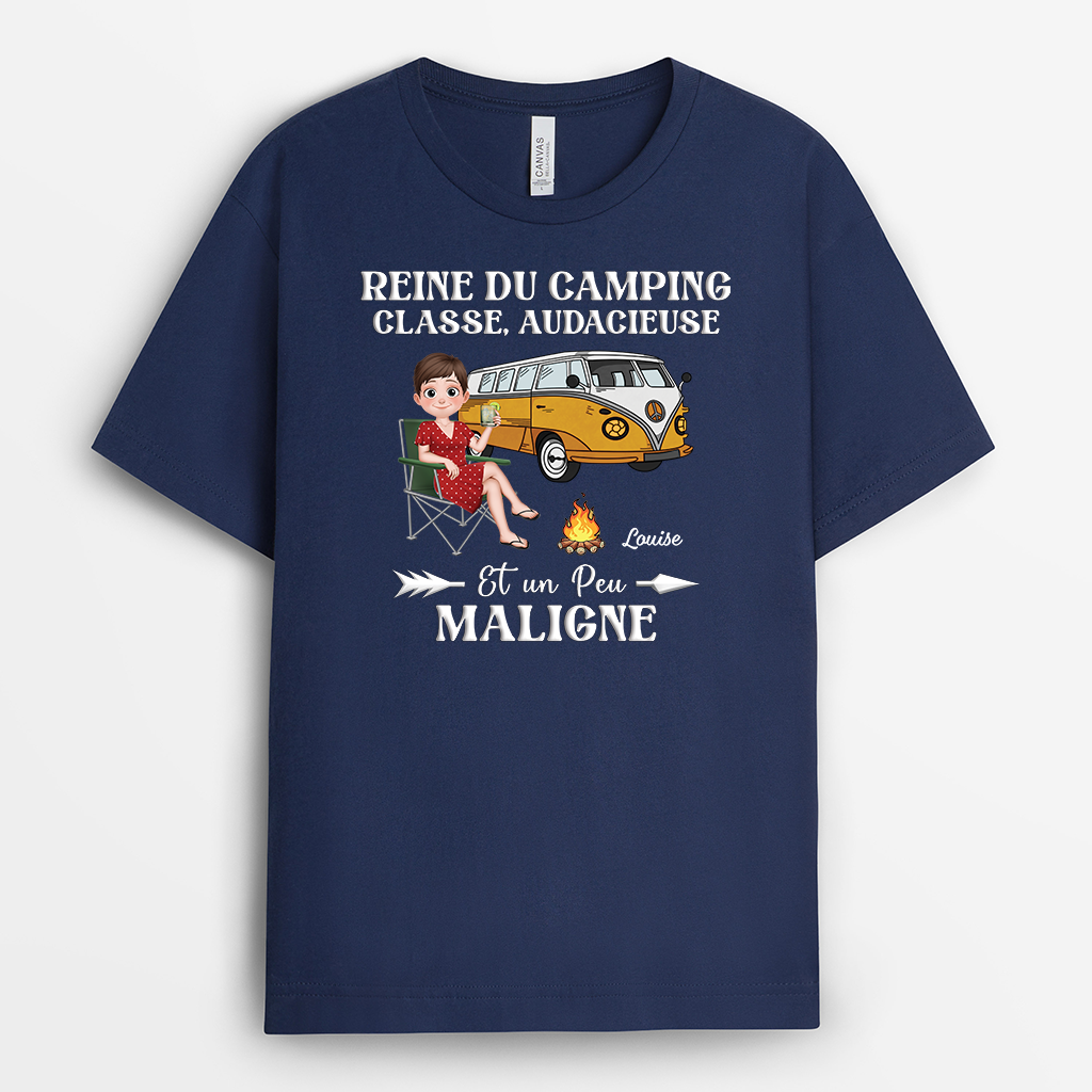 8745AFR2 tee shirt personnalise femme reine du camping 8745a8fca