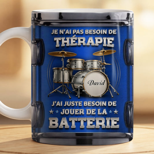 8866MFR2 effet dimpression 3d mug personnalise dessin batterie cadeau batteur homme et femme 8866mcdwb