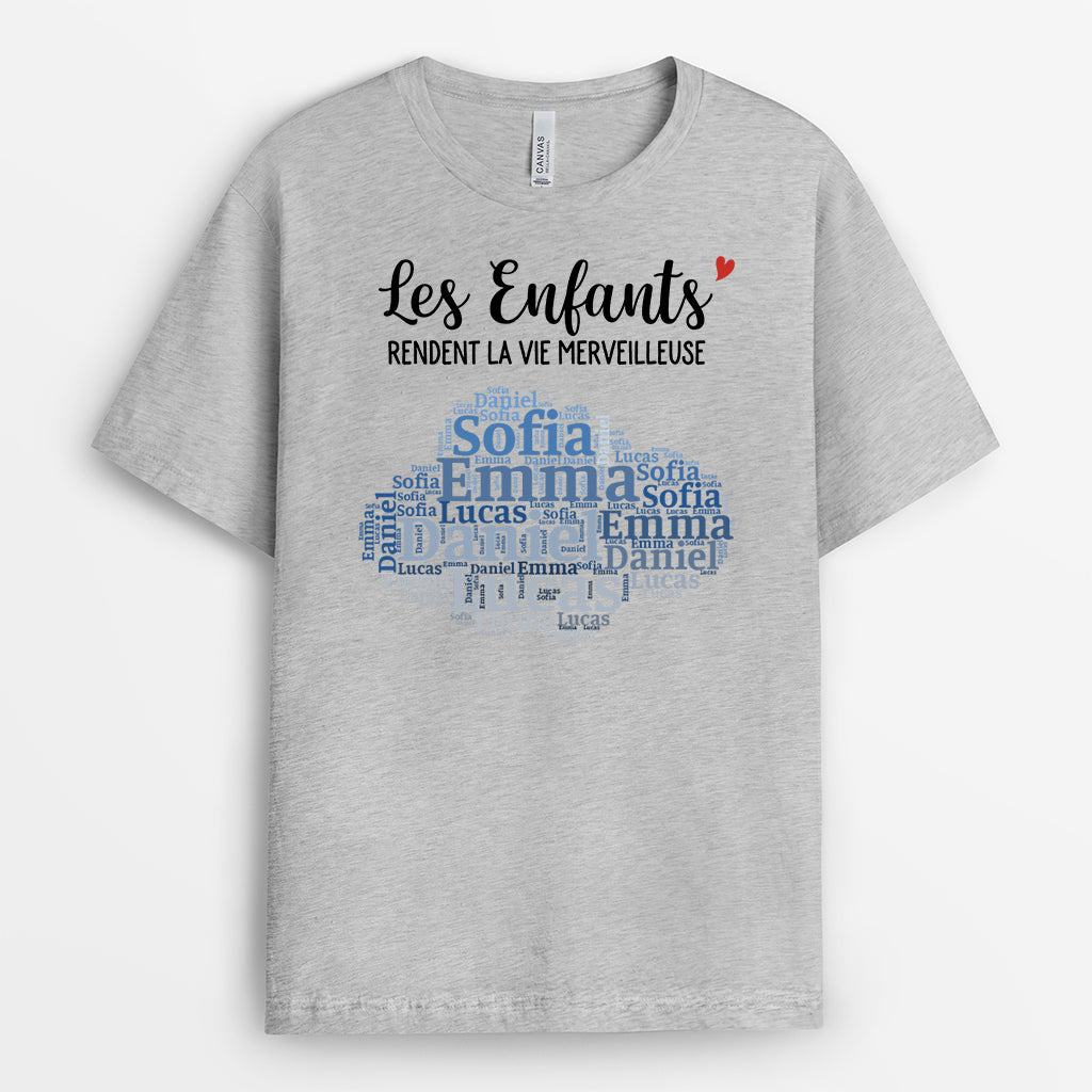 8890AFR2 tee shirt personnalise cadeau maman papa la vie merveilleuse avec enfants 8890asqaa