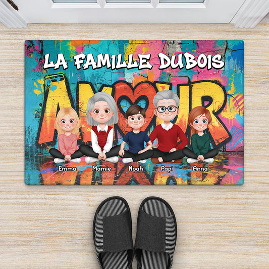 8926DFR1 paillasson personnalise famille et animal cadeau maison notre famille ensemble 8926d3vmf_1