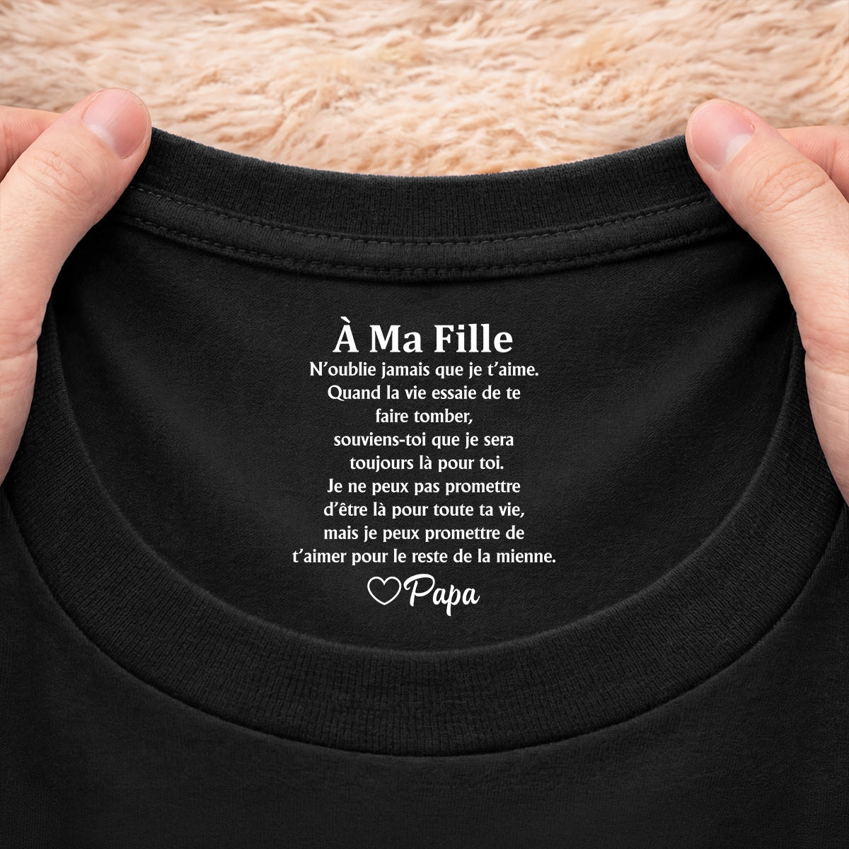 8934AFR2 t shirt personnalise texte a l_interieur du col noir pour fillefils t_aimer toute ma vie 8934aa8pwb