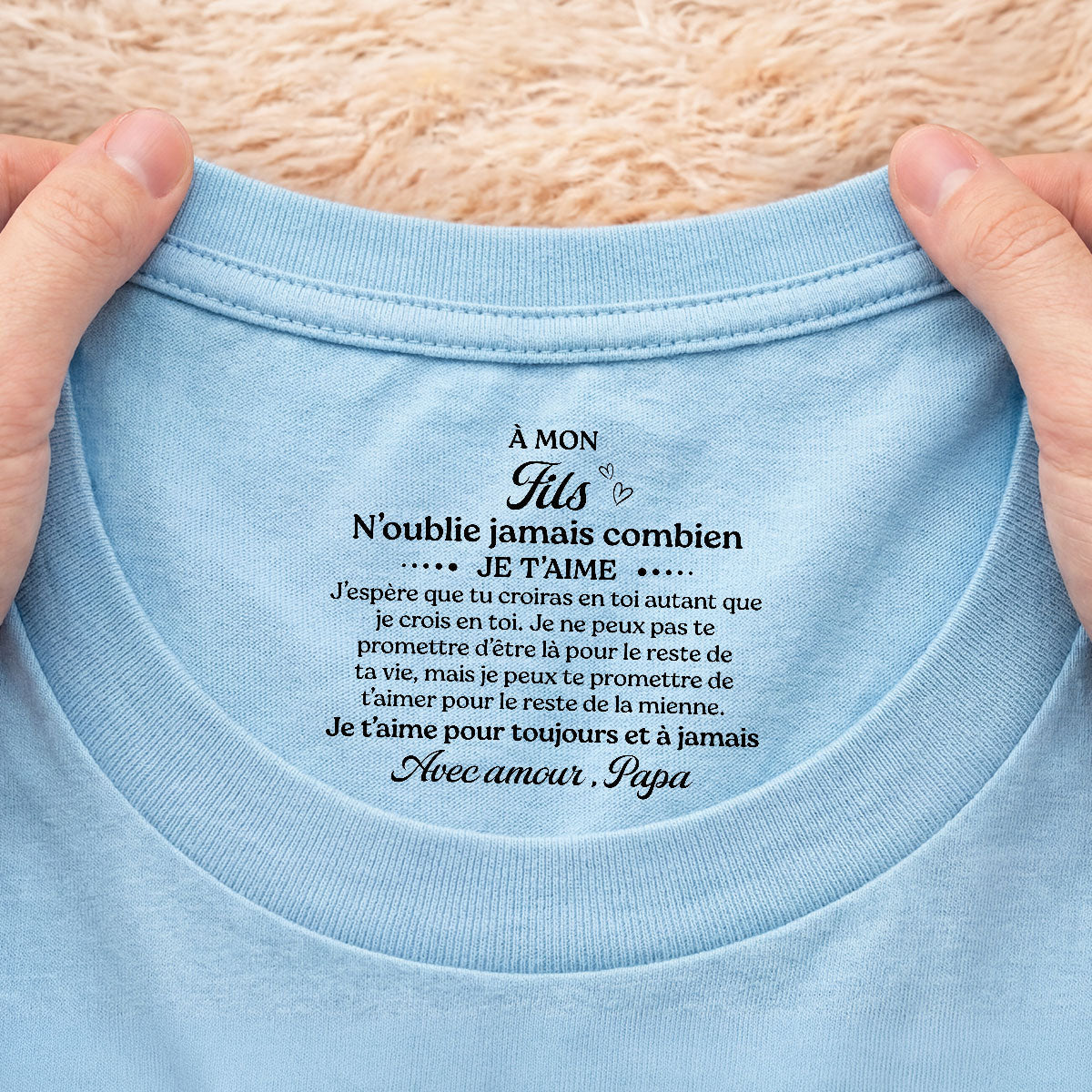 8952AFR2 tee shirt personnalise fils et fille avec texte a l_interieur du col blanc cadeau femmehomme je crois en toi 8952aa6rla
