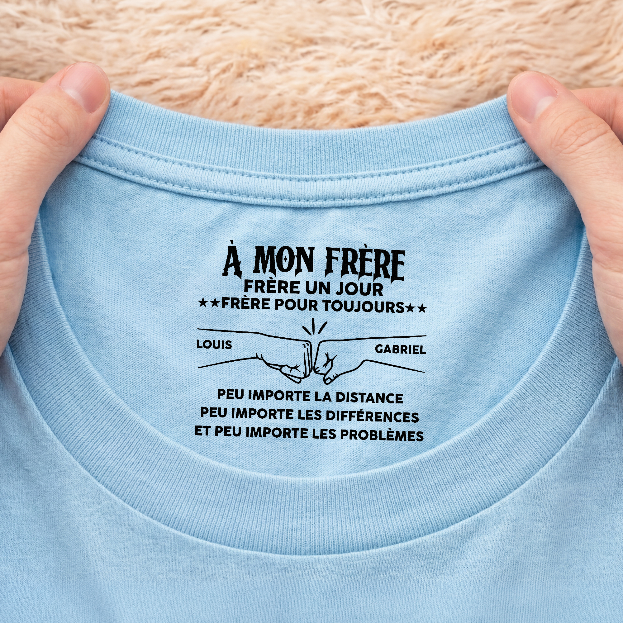 8973AFR2 tee shirt personnalise texte a l_interieur du col blanc frere pour toujours 8973aacdbb