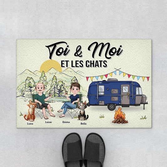 8998DFR2 paillasson personnalise couple et chat pour camping toi moi et nos chats 8998d3d1d