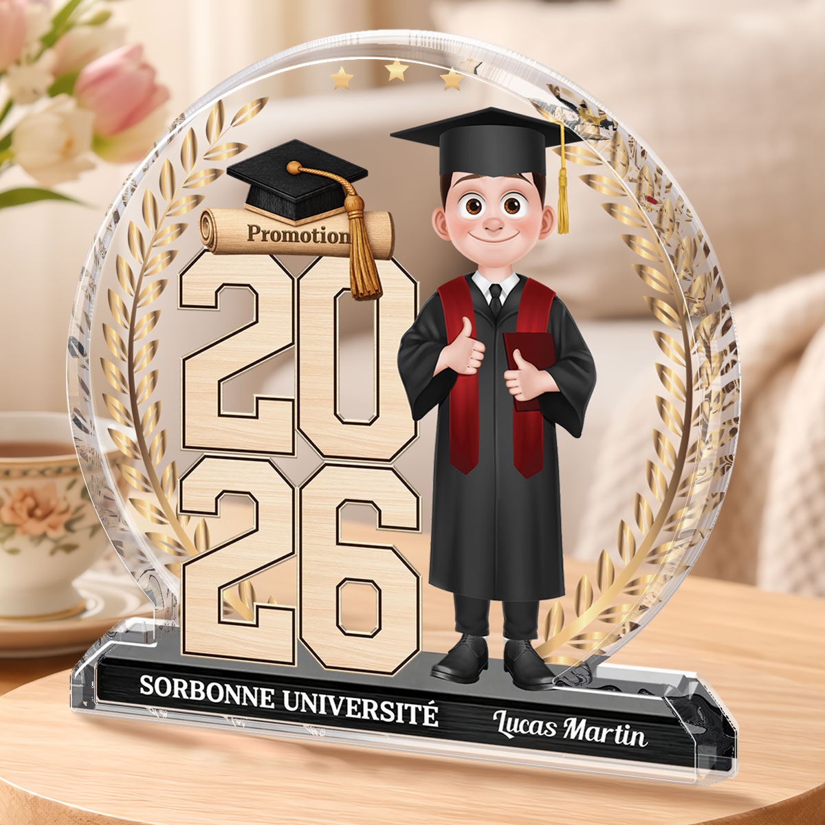 9000AFR2 bloc acrylique personnalise a forme decoupee cadeau felicitation diplome_ 9000aradas