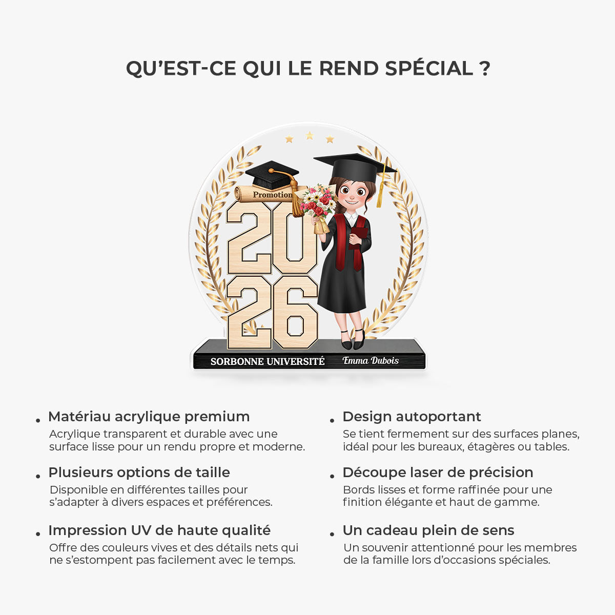 9000AFR5 bloc acrylique personnalise a forme decoupee cadeau felicitation diplome_ 9000aradas