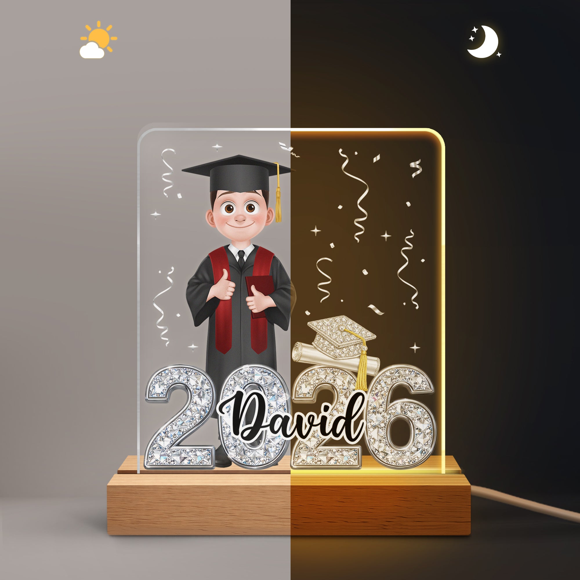 9064LFR2 veilleuse personnalisable cadeau pour diplome universitaire_ femme_homme 9064l6dwa