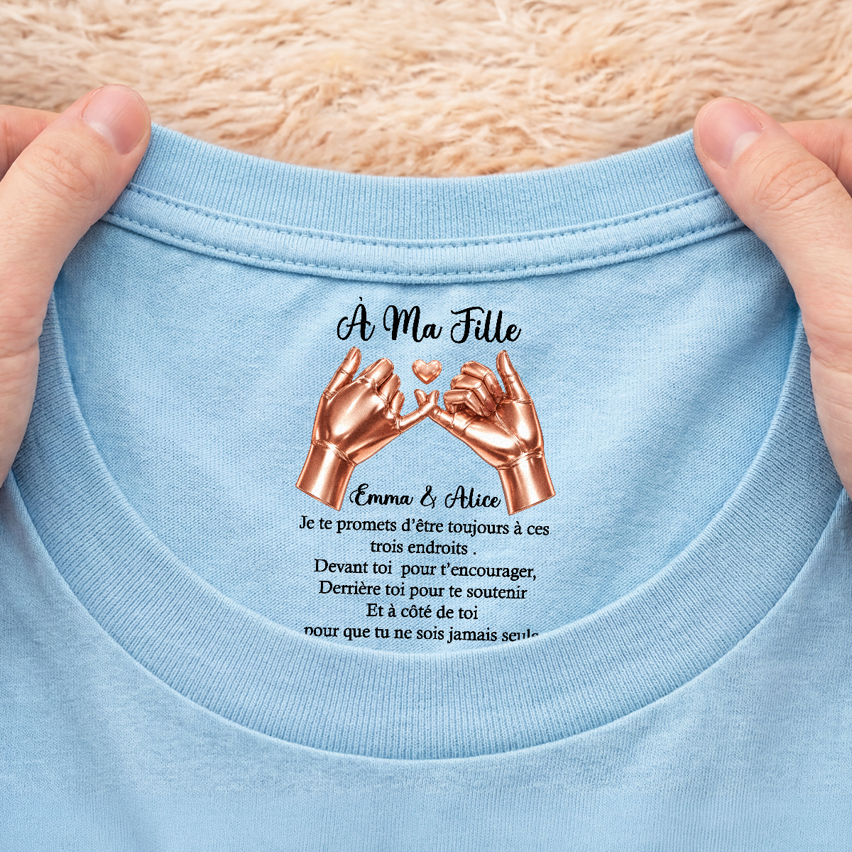 9067AFR2 tee shirt personnalise meilleure amie et soeur avec texte a l_interieur du col blanc je te promets 9067aa6epa