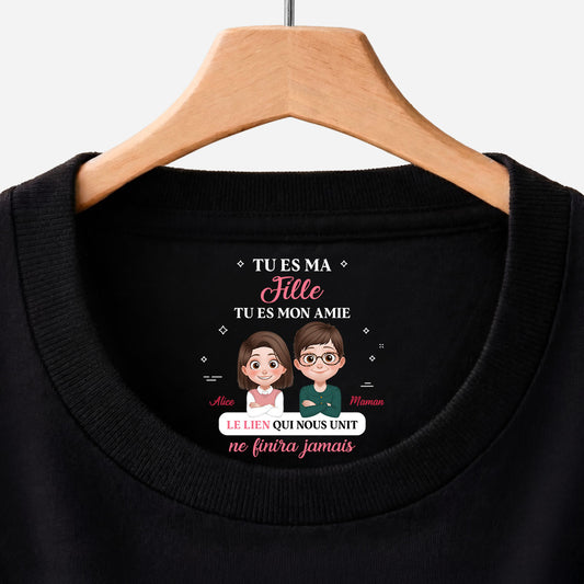 9068AFR1 tee shirt personnalise texte a l_interieur du col noir tu es ma fillefilssoeurfrere 9068aa6fsa