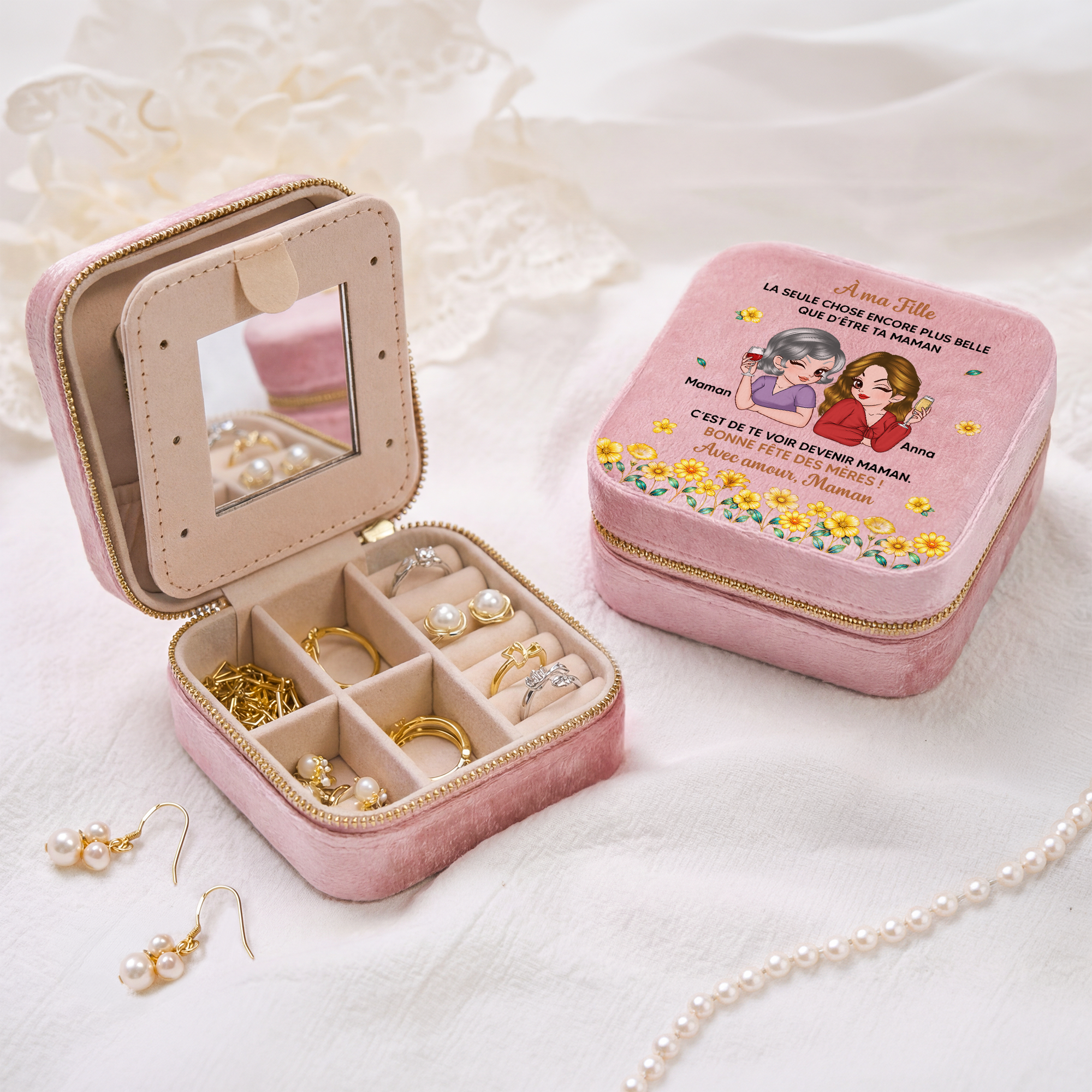 9071AFR2 boite a bijoux_ personnalise en velours cadeau fete des meres a ma fille 9071aj6fwa