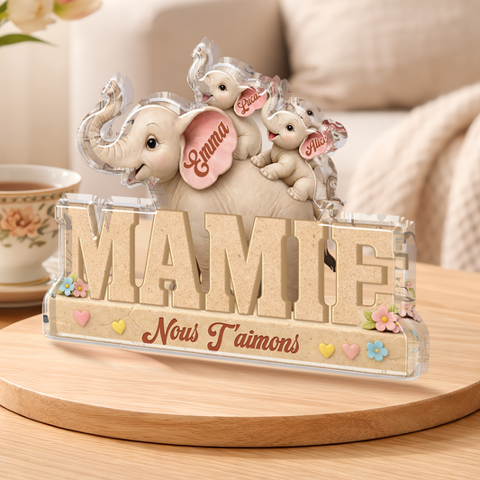 9072AFR2 effet dimpression 3d bloc acrylique personnalise je taime maman papa elephant 9072arcqpa
