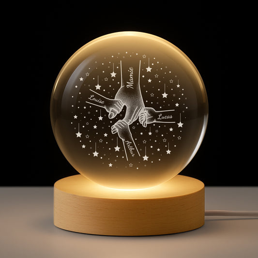 9087LFR1 super maman mamie avec enfant boule cristal lumineuse personnalisee 9087l8qna