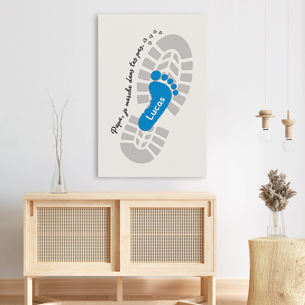 9088CFR3 toile personnalisee prenom cadeau papa papy je marche dans tes pas 9088cnpwb
