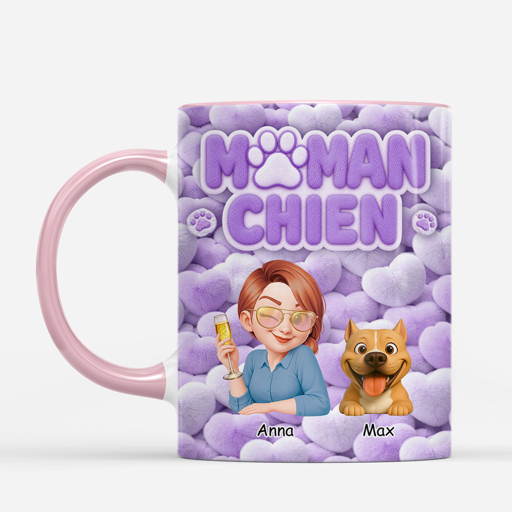 9096MFR2 effet dimpression 3d mug personnalise chien cadeau maman chien papa chien 9096madwc