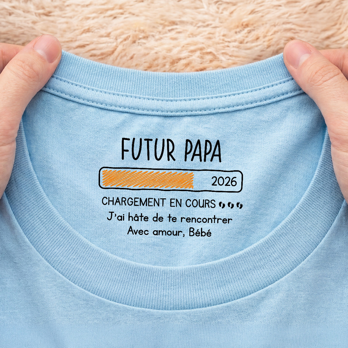 9106AFR2 tee shirt personnalise texte a l_interieur du col blanc cadeau futur papa future maman future mamie futur papy 9106aa8l5a