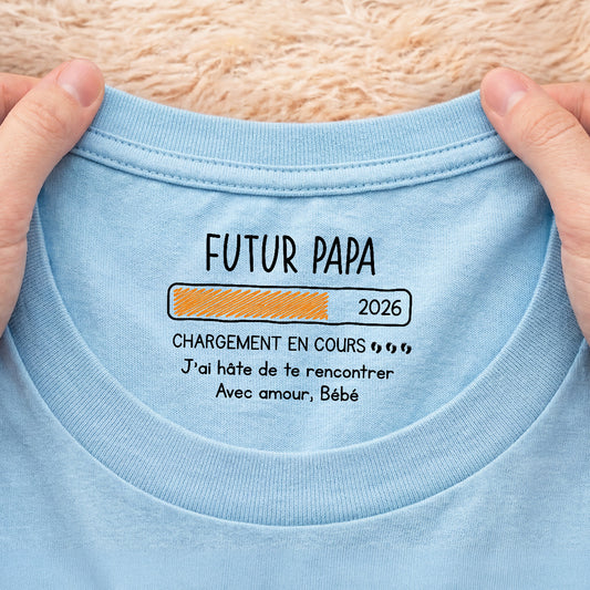 9106AFR2 tee shirt personnalise texte a l_interieur du col blanc cadeau futur papa future maman future mamie futur papy 9106aa8l5a