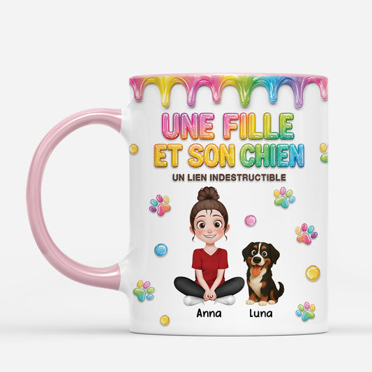 9117MFR2 effet dimpression 3d mug personnalise chien dessin lien entre une fille et son chien 9117maqtc