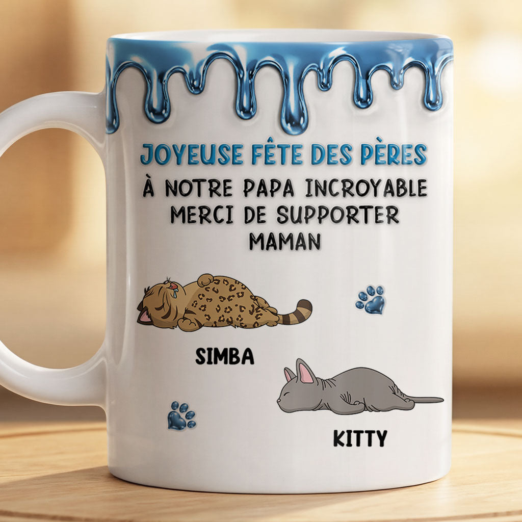 9124MFR2 effet dimpression 3d mug personnalise chat bonne fete des maman chat papa chat 9124maysd