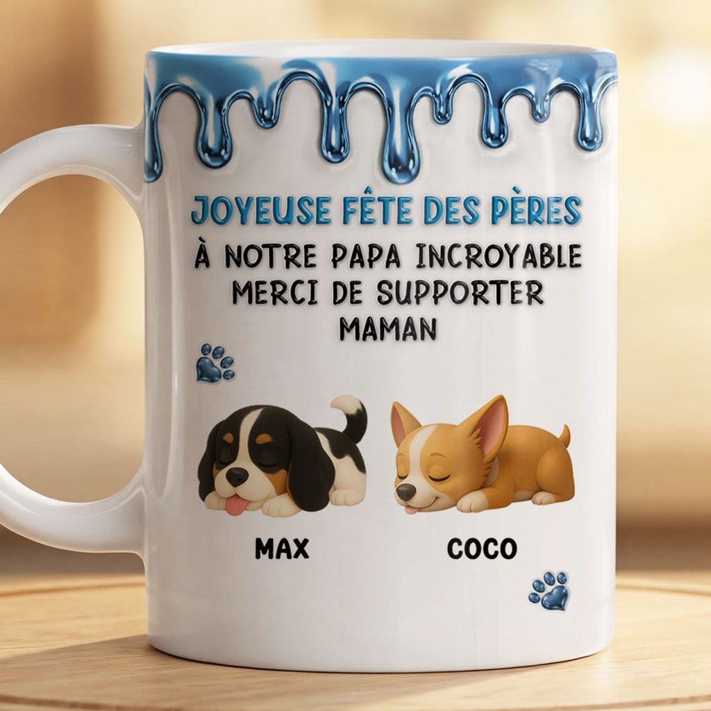 9124MFR2 effet dimpression 3d mug personnalise chien bonne fete des maman chien papa chien 9124maysc