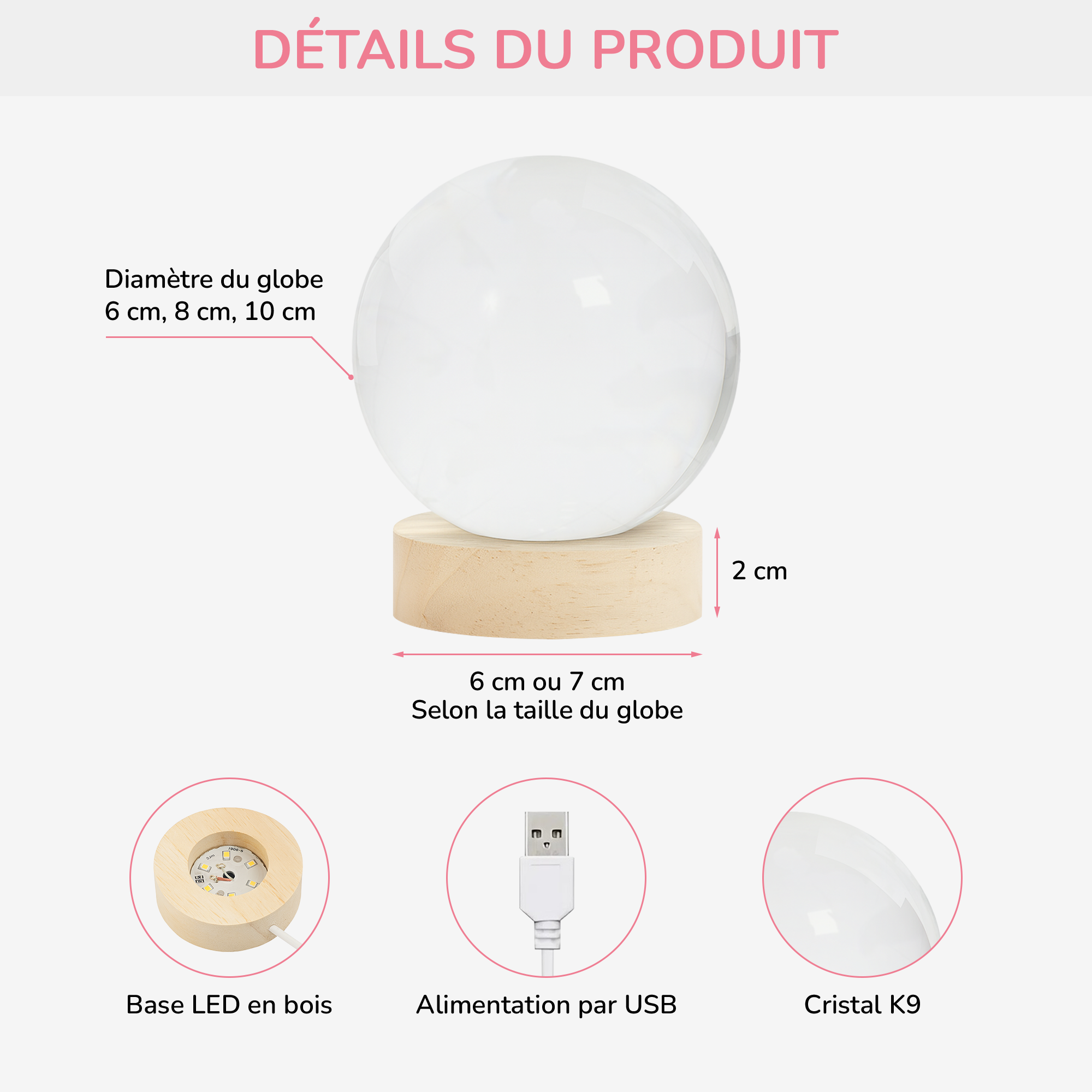 9127LFR3 boule cristal lumineuse personnalisee photo commemorative chienchat tous les anges nont pas dailes 9127l3fpc_ba1da9fa d2df 4e9b bd71 8d142aaaf3a5